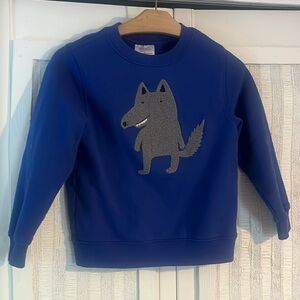 Hanna Andersson blue wolf sweatshirt top 120 6-7